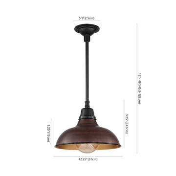 Jasper 12.25" Farmhouse Industrial Indoor/Outdoor Iron LED Pendant